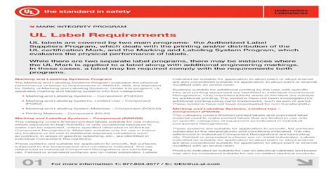 ul solutions labeling requirements